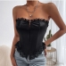 4Sexy Lace Strapless Backless Black Tank Top