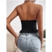 5Sexy Lace Strapless Backless Black Tank Top