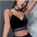 4Sexy Nightclub Black Lace Trim Cropped Cami