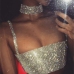 1Sexy Nightclub Rhinestone Sleeveless Crop Tank Top