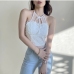 3Sexy Patchwork Lace Backless Cropped Tank Top