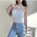 4Sexy Patchwork Lace Backless Cropped Tank Top