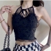 7Sexy Patchwork Lace Backless Cropped Tank Top