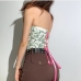 7Sexy Print Back Lace Up Strapless Tank Top