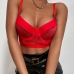 6Sexy See Through Red Fishbone Lace Tank Tops