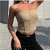 3Sexy Slim Fitted Fishbone Strapless Top Women