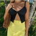 5Sexy Solid Lace Slit Cropped Tank Top