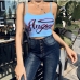 12Sexy Summer White Printed Spaghetti Strap  Cropped Tank Tops