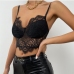 1Sexy V Neck Lace Backless Black Tank Top