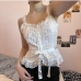 3Sexy White Lace Patch Tie Wrap Tank Top