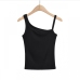 12Solid Color Asymmetric Sleeveless Tank Top