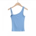 3Solid Color Asymmetric Sleeveless Tank Top