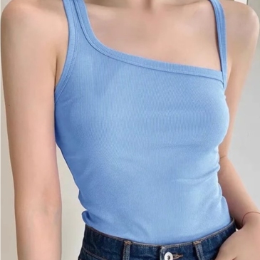 Solid Color Asymmetric Sleeveless Tank Top