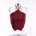 20Solid Color Backless Halter Cropped Tank Top