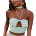 3Solid Hollow Out Tie Wrap Halter Crop Tank Top