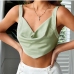 1Solid V Neck Backless Crop Tank Top