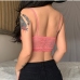 6Spaghetti Strap  Sexy Pink V Neck Cropped Butterfly Tops