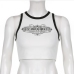 7Sports White Crew Neck Printed Cropped Tank Tops