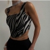 4Street Zebra Print Square Neck  Sleeveless Tank Tops