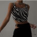 1Street Zebra Print Square Neck  Sleeveless Tank Tops