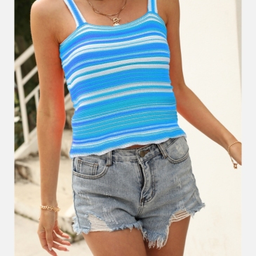 Striped Knitted Beach Sleeveless Tank Tops