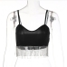 6Stylish Black Fringe Rhinestone Cropped Tank Top