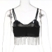 8Stylish Black Fringe Rhinestone Cropped Tank Top