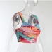 7Summer Fashion Draped Printed Cropped Tank Top