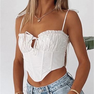 Summer Ruched Bandage Design Backless Camisole