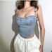 4Summer Sexy Backless Denim Cropped Tank Top