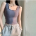 4Summer Simple Square Neck Basic Tank Top