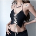 5Tie Wrap Fitted Tank Top Halter Cool  Cropped Tops