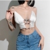 3Tie Wrap Halter Hollow Out White Cami Top