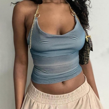 Trendy Cowl Neck  Chain Halter Neck Tank Tops