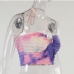 5Trendy Summer Halter Strapless Tie Dye Tank Top