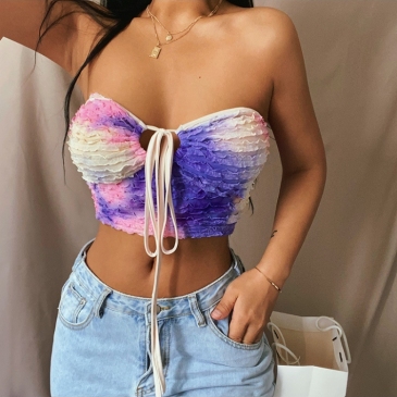 Trendy Summer Halter Strapless Tie Dye Tank Top