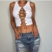 3Trendy White Chain Hollow Out Cropped Tank Tops