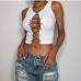 1Trendy White Chain Hollow Out Cropped Tank Tops