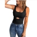 3U Neck Hollow Out Solid Tank Top