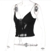 6V Neck Black Spaghetti Strap  Camisole Ladies Tops