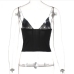 7V Neck Black Spaghetti Strap  Camisole Ladies Tops