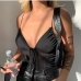 1V Neck Black Spaghetti Strap  Camisole Ladies Tops