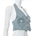 6V Neck Halter Neck Pockets Cropped Tank Tops