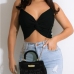 5V Neck Solid Backless Cropped Camisole Tops