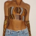 1Vintage Tie-Wrap Printed Halter Cropped Tanks