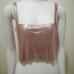 10Y2K Fashionable Metallic Backless Cropped Tank Tops