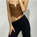 4Zipper Up Chic Solid Ladies Strapless Tops