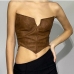 1Zipper Up Chic Solid Ladies Strapless Tops