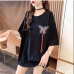 7 Butterfly Pattern Embroidery Short Sleeve T Shirt