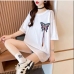 1 Butterfly Pattern Embroidery Short Sleeve T Shirt
